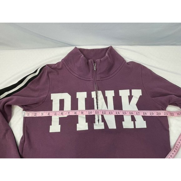 Victoria’s Secret PINK Half Zip Pullover Logo Purple Sweatshirt - Size M EUC - Picture 4 of 7